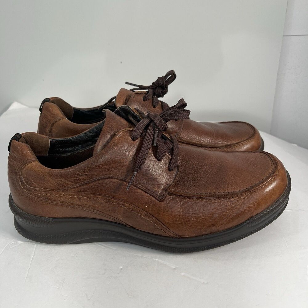SAS Move On Lace Up Comfort Shoe Brown Leather Mens 10 WW Wide